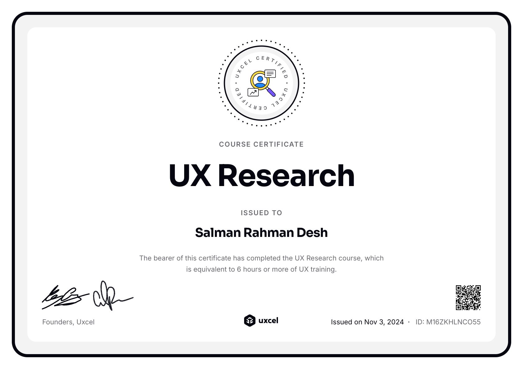 Salman Rahman Desh's certificate